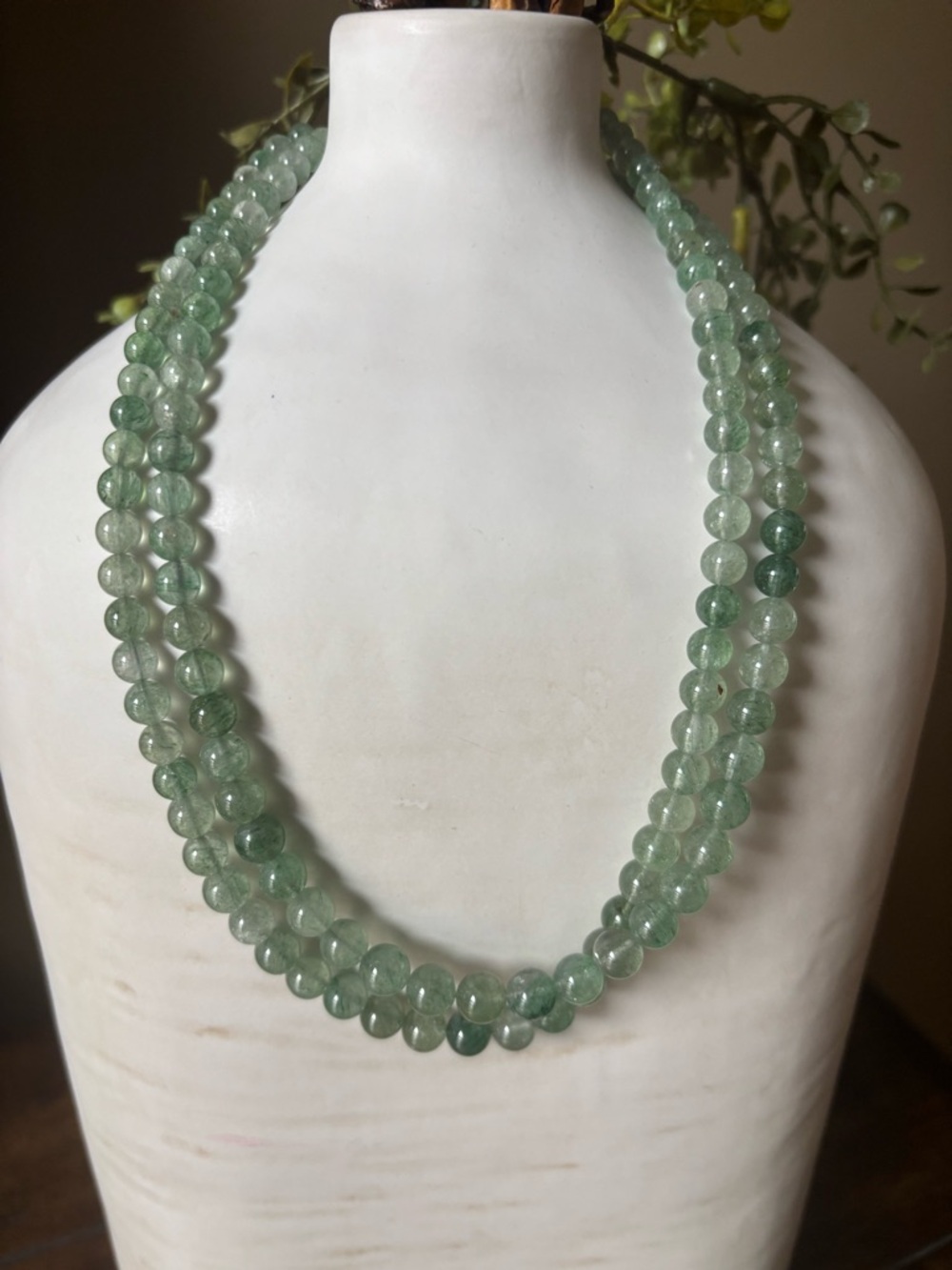 Jay King DTR Green Aventurine Quartz Double Strand Necklace Sterling Silver